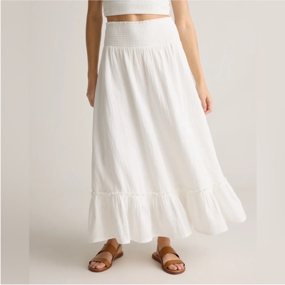 QUINCE 100% Organic Cotton Gauze Smocked Maxi Skirt MEDIUM - Picture 3 of 12